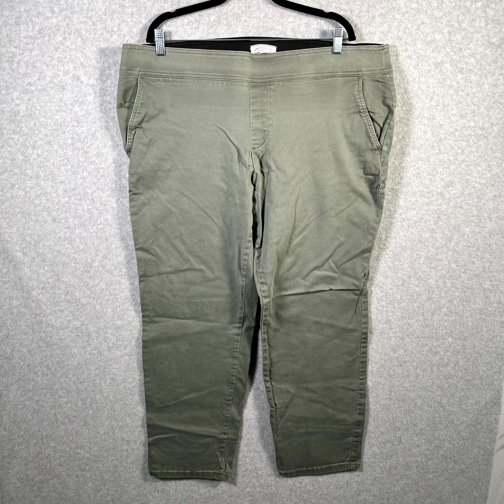 Liz Claiborne Simply Liz Pants Womens 2XL Olive Green Cotton Straight Flat Front